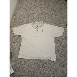 Walt Disney World Men Polo Shirt Beige Embroidered Mickey Logo XL Herringbone